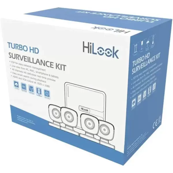 HILOOK HIKIT/204G/4XB120PC Kit analógico 2MP DVR-204G + 4 cámaras bala THC-B120-PC + fuente y cables