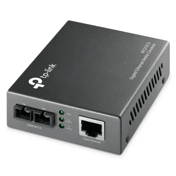  TP-LINK MC210CS Convertidor medios Gigabit Ethernet 10/100/1000Mbps RJ45 fibra óptica monomodo SC 20km 