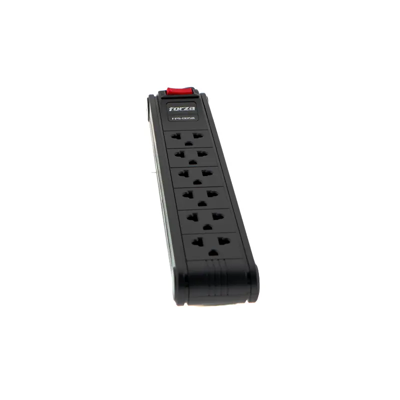 FORZA FPS-005B Regleta negra 6 tomas 110-240V 50/60Hz 15A 1800W protección sobretensión